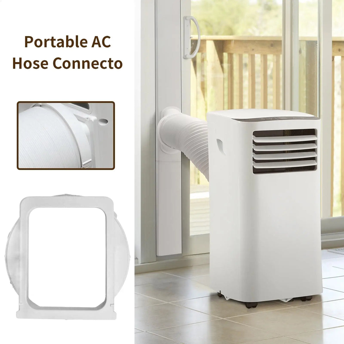 Flat AC Exhaust Hose Window Adapter | Square Quick Connector AC Hose Adapter Axl