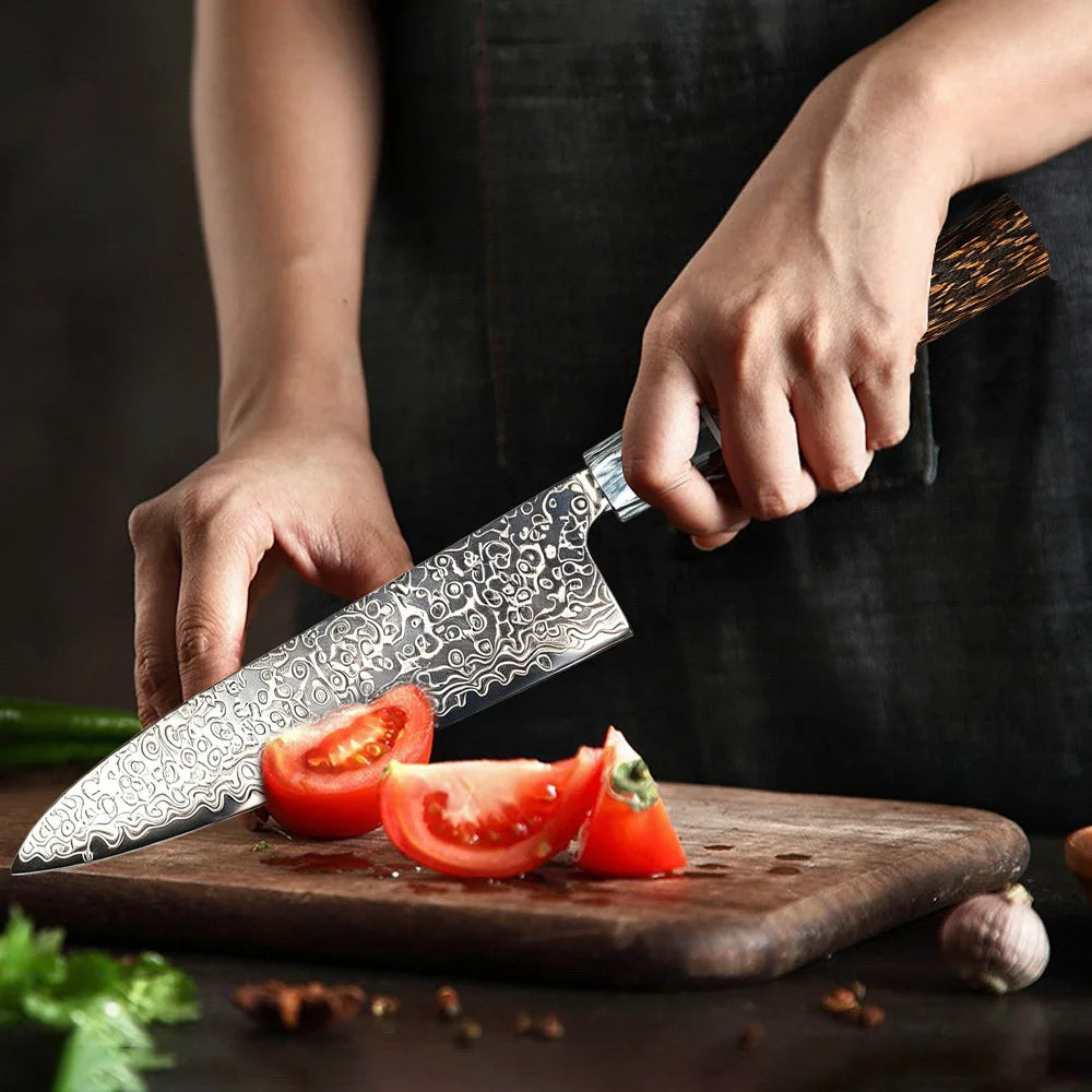 Damascus Steel Chef Knife – 20cm Professional Kitchen Knife Damascus Chef Knife Axl