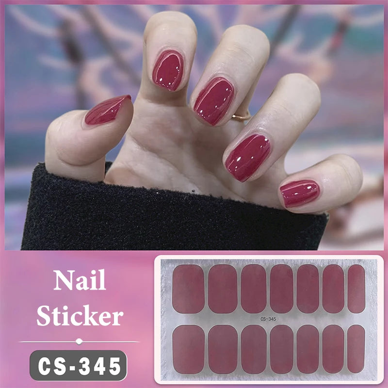 Waterproof Full Cover Nail Wraps – No-Lamp Nail Stickers 14pc