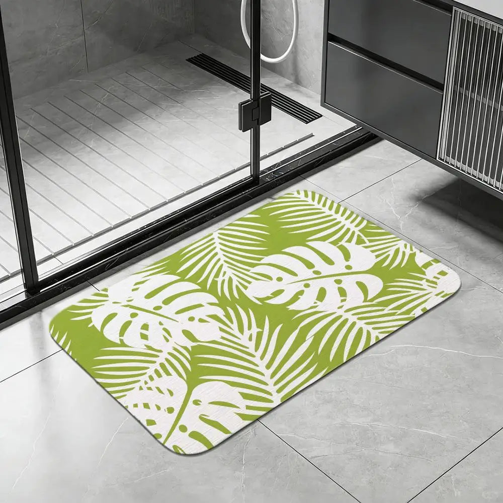 Hawaiian Leaf Diatomite Bath Mat – Quick Dry & Non-Slip Diatomite Bath Mat Axl White8 40x60cm
