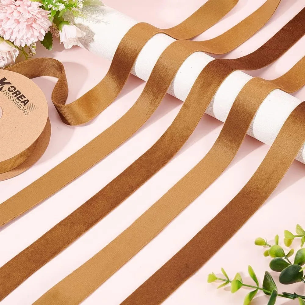 Double-Sided Velvet Ribbon Camel 1 Inch 10 Yards | Craft Ribbon Velvet Craft Ribbon Axl