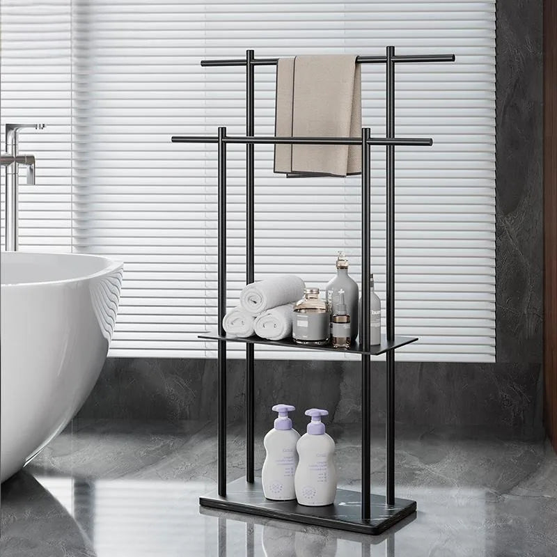 Marble Floor Towel Rack – Modern Double Standing Holder Floor Towel Rack Axl