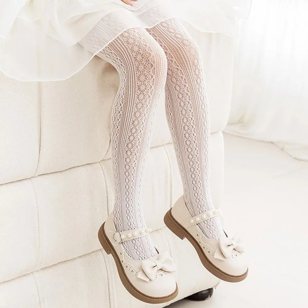Girls Nylon Mesh Pantyhose – Soft Cartoon Stockings for Kids Kids Pantyhose Axl white S