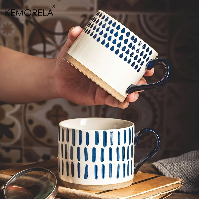 KEMORELA 450ml Nordic Ceramic Coffee Mug with Handle | Retro Ceramic Coffee Mug Axl