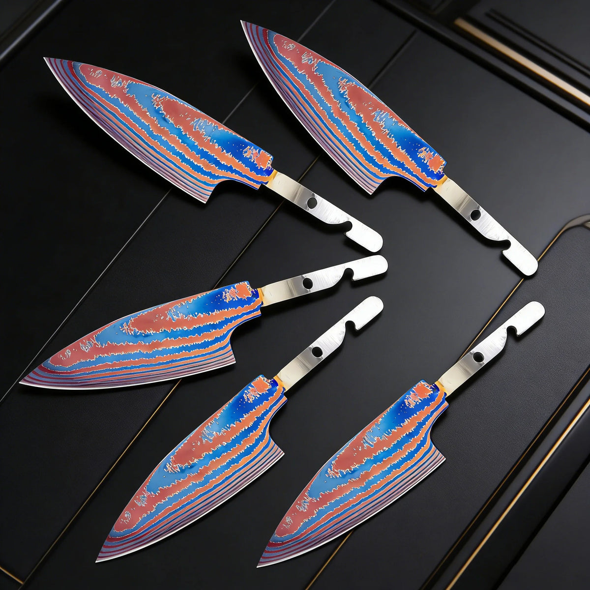 Hand Forged Titanium Damascus Blank Blade Fruit Knife – No Handle Blank Blade Knife Axl