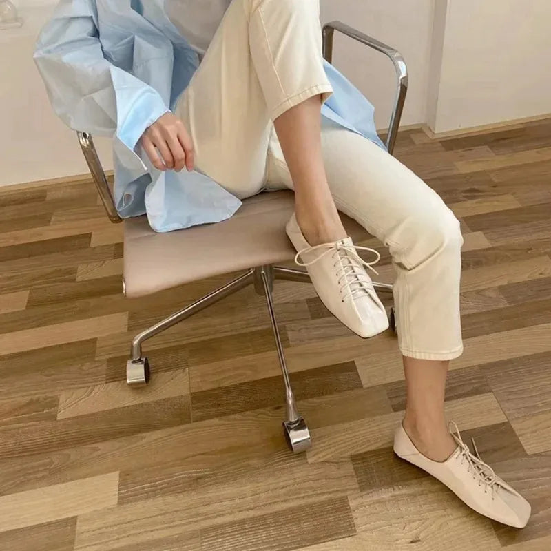 Women's Square Toe Casual Sneakers – Waterproof Lace-Up Women's Sneakers Axl