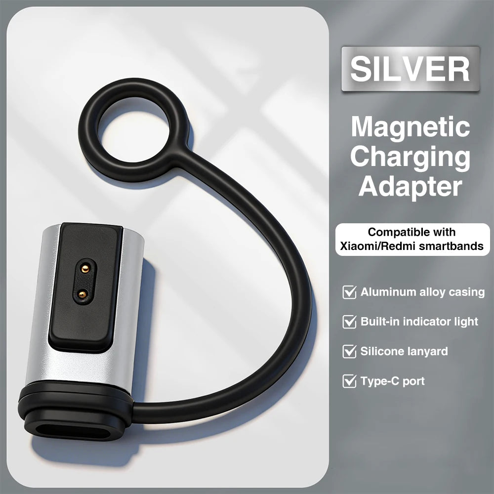 USB-C Adapter for Xiaomi Band 10/9/8 & Redmi Watch 5/4 Charger Smartwatch Charger Adapter Axl Silver