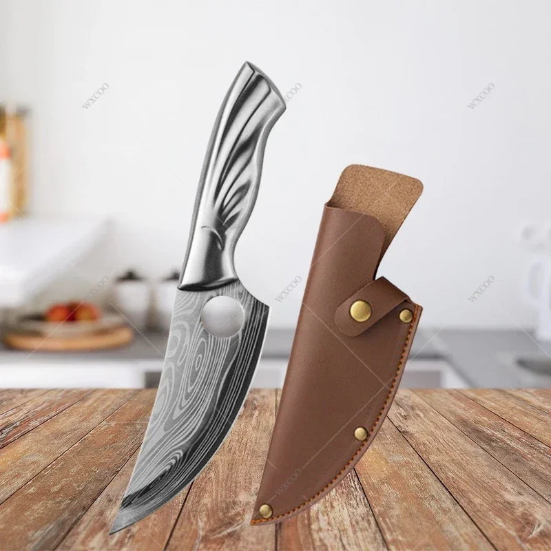 Japanese Damascus Pattern Chef Knife Set – Stainless Steel Kitchen Knife Set Axl C