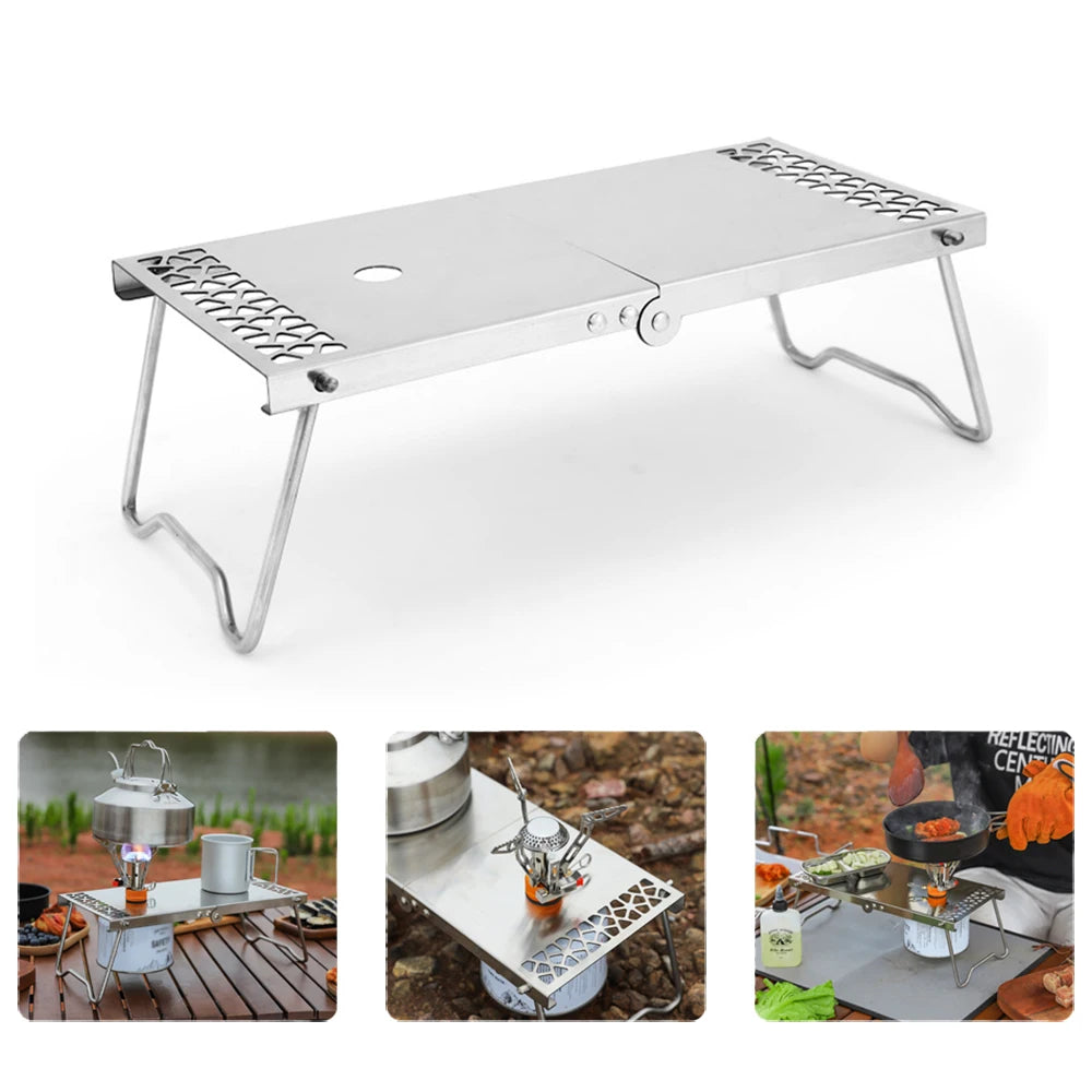 Folding Camping Stove Table – Lightweight Stainless Steel Folding Camp Table Axl Silver