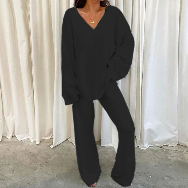 Women's Winter V-Neck Pajama Set – 2-Piece Sleepwear S–3XL Women's Pajama Set Axl