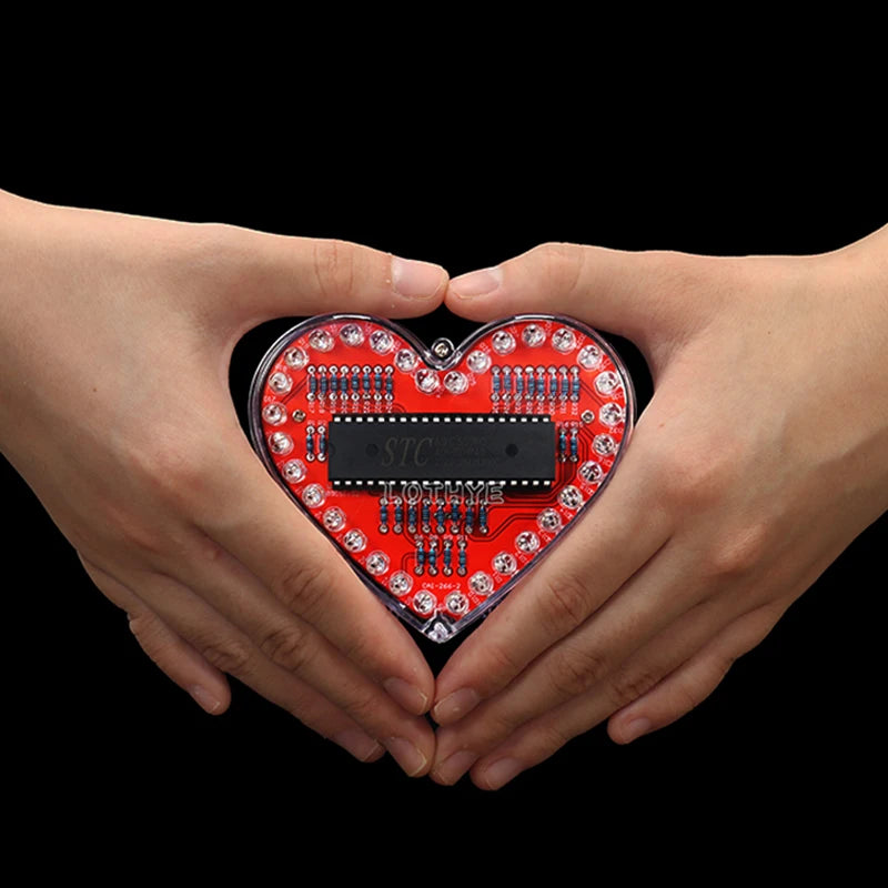 RGB LED Heart DIY Soldering Kit – 32 LED Flow Light Project DIY Electronics Kit Axl