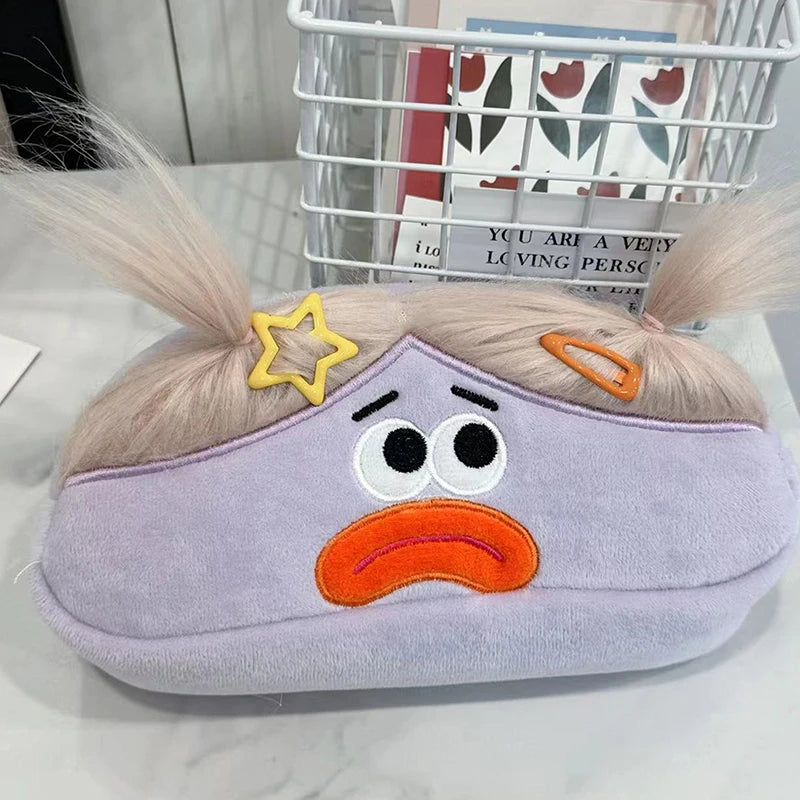 Kawaii Plush Pencil Case – Large Capacity Cartoon Big Mouth Girl Plush Pencil Case Axl Purple