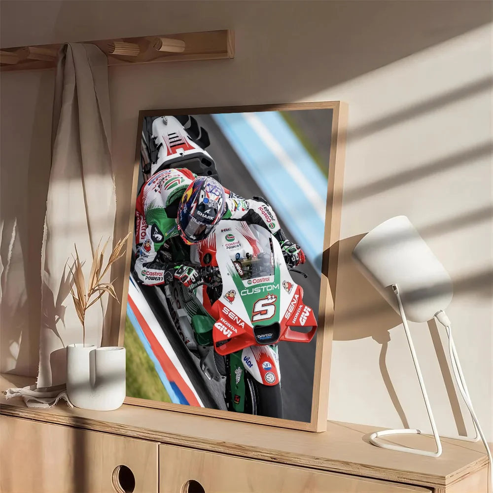 MotoGP Johann Zarco #5 Wall Poster – Self-Adhesive Waterproof Wall Art Poster Axl z10 40x60cm No Frame