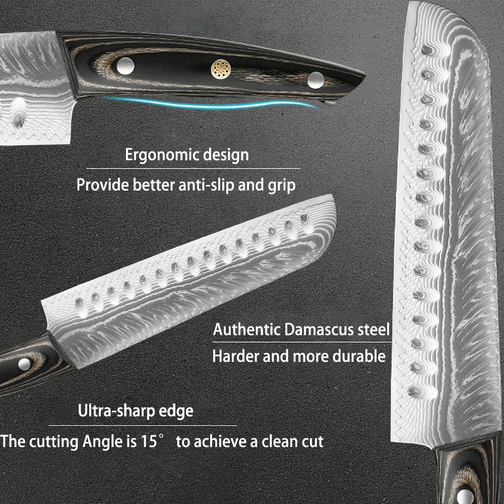 Damascus Steel Kitchen Knife Set – Sharp, Solid Wood Handle Kitchen Knife Set Axl