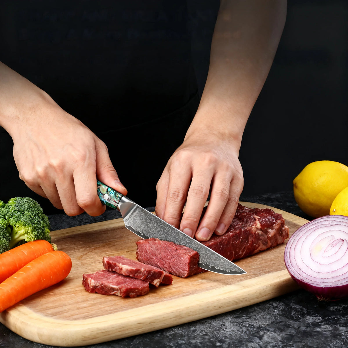 67-Layer Damascus Steel Kitchen Knife – Utility & Cleaver Damascus Kitchen Knife Axl