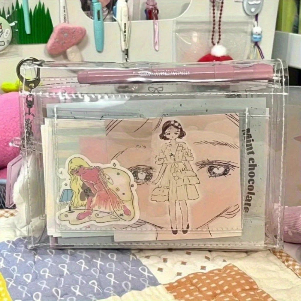 Clear PVC Cosmetic & Pencil Case – 4-Layer Travel Organizer Clear Organizer Bag Axl