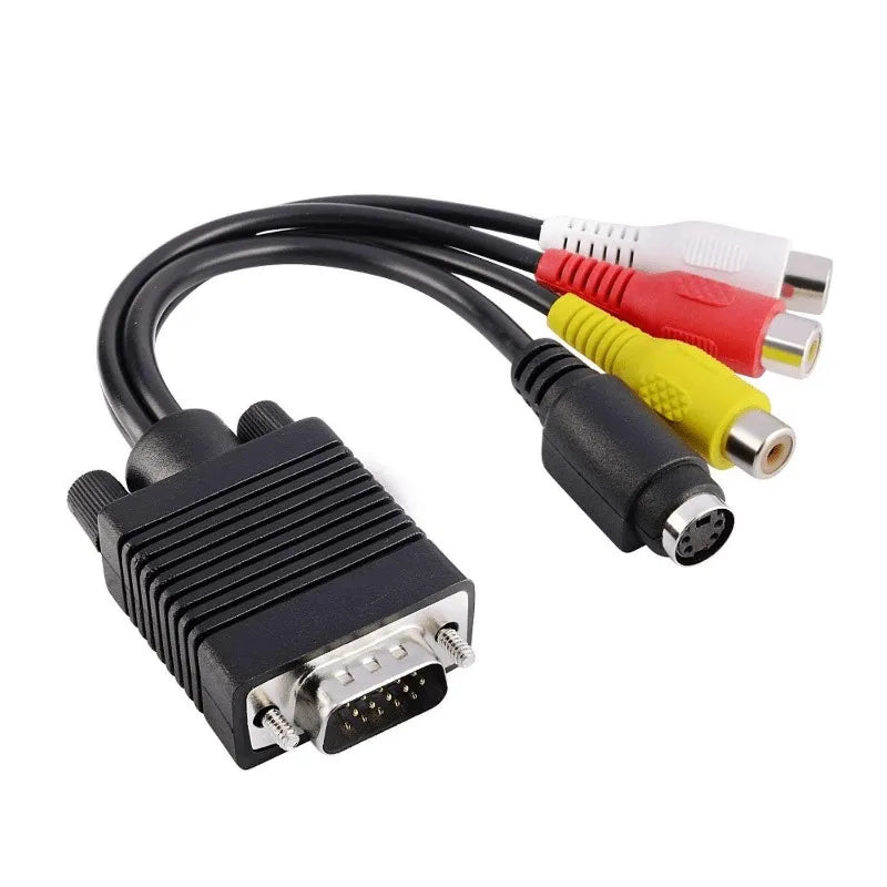 VGA to S-Video 3 RCA Composite AV Adapter Cable | PC Laptop Video Adapter Cable Axl