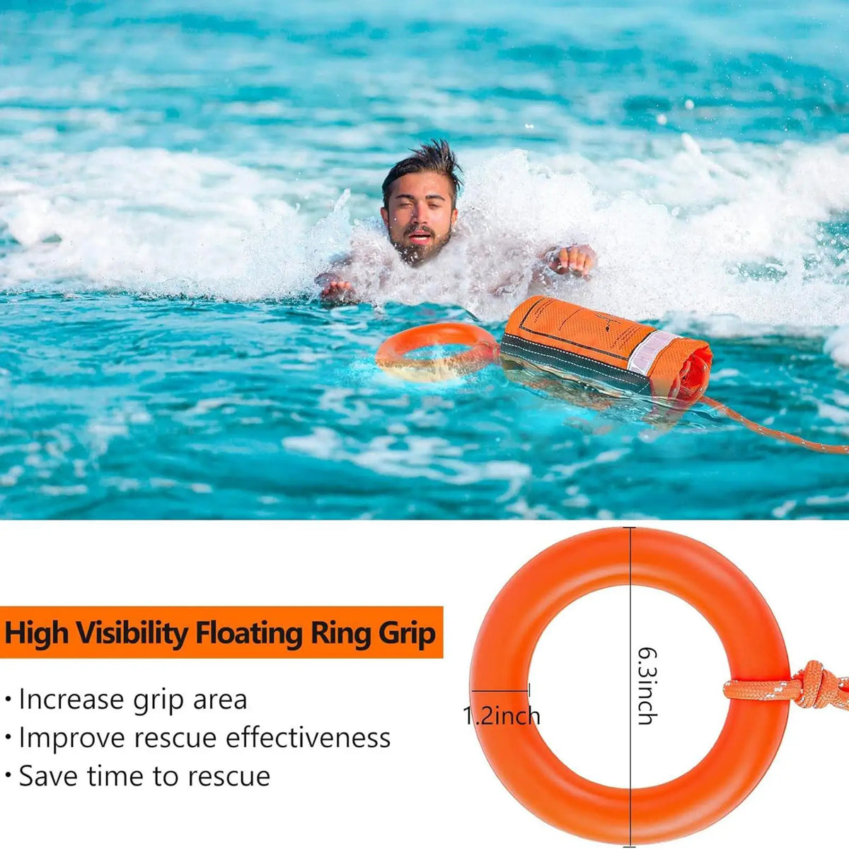 Reflective Water Rescue Throw Bag – 15m Kayak Throw Line Water Rescue Throw Bag Axl