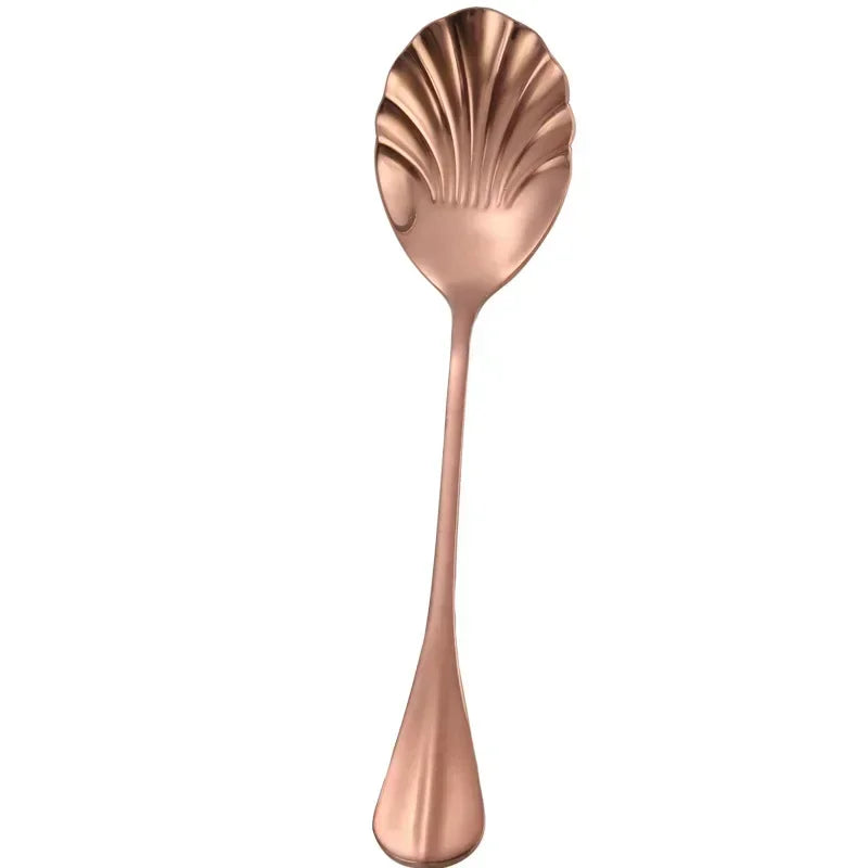 Shell Shape Stainless Steel Dessert Spoon – Rainbow Teaspoon Dessert Spoon Axl Rosegold