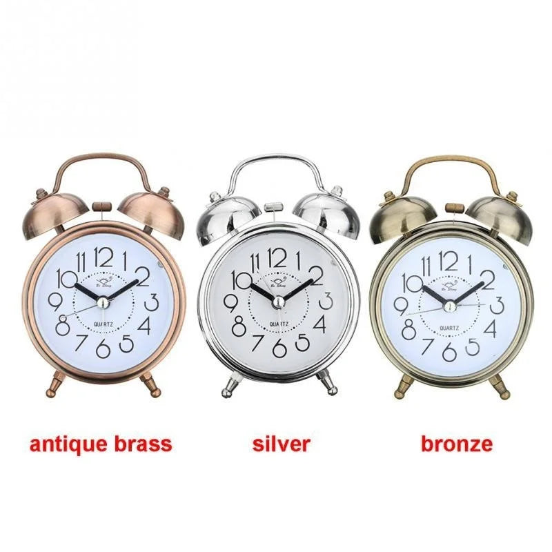 Vintage Retro Dual Bell Alarm Clock – Silent & Night Light Retro Alarm Clock Axl