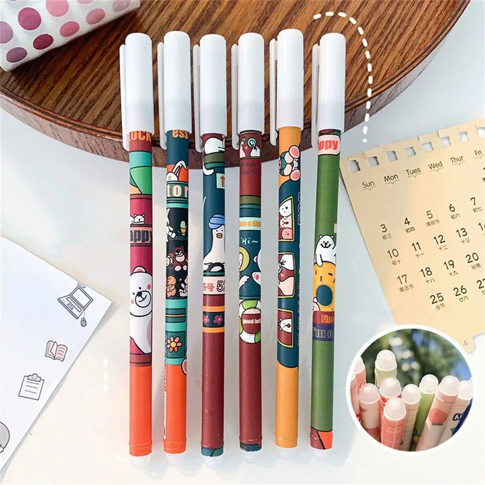 Kawaii Erasable Gel Pen 0.5mm Blue Ink – Cartoon Student Pen Erasable Gel Pen Axl bus random 1pc