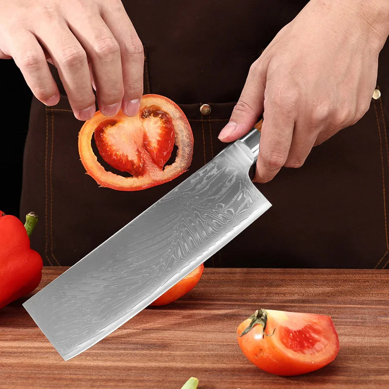 InLeung Damascus Steel Cleaver – Handmade Sharp Chef Knife Damascus Chef Cleaver Axl