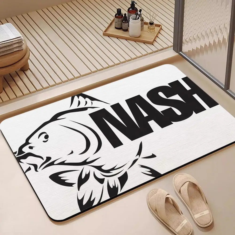 Fishing Logo Diatomite Bath Mat – Quick Dry & Anti-Slip Diatomite Bath Mat Axl