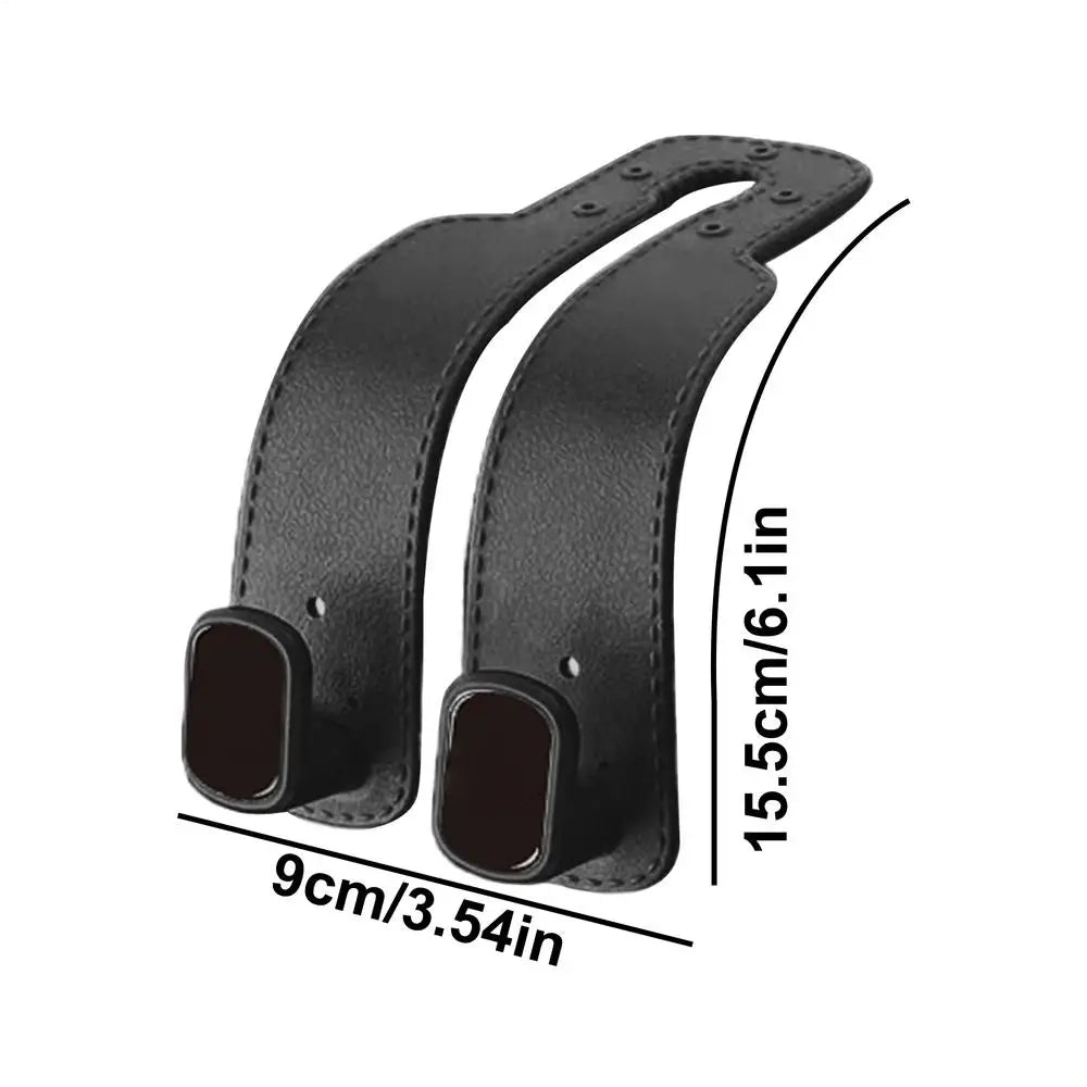Car Headrest Hook Hanger – PU Leather Seat Back Bag Organizer Car Seat Organizer Axl Black 1pcs
