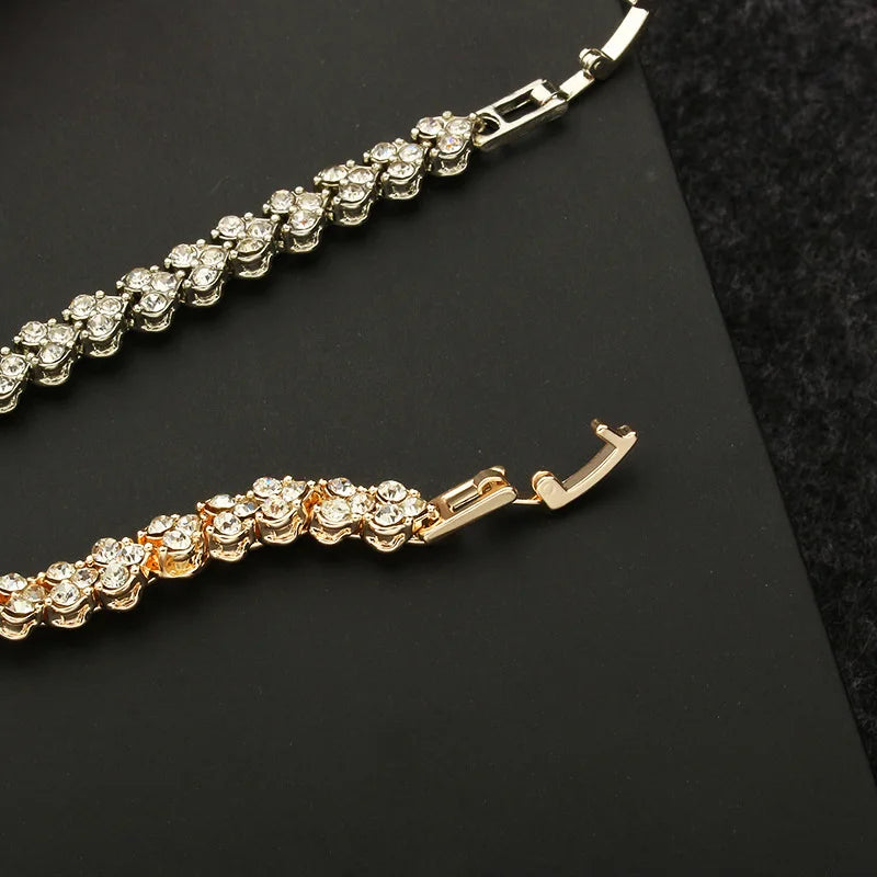 Heart Rhinestone Crystal Charm Bracelet – Women's Bangle Charm Bangle Bracelet Axl