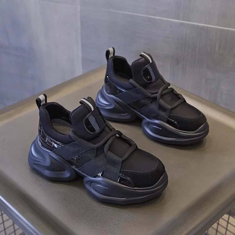 Women's Chunky Platform Sneakers – Breathable Height Boosting Chunky Platform Sneakers Axl Black 39