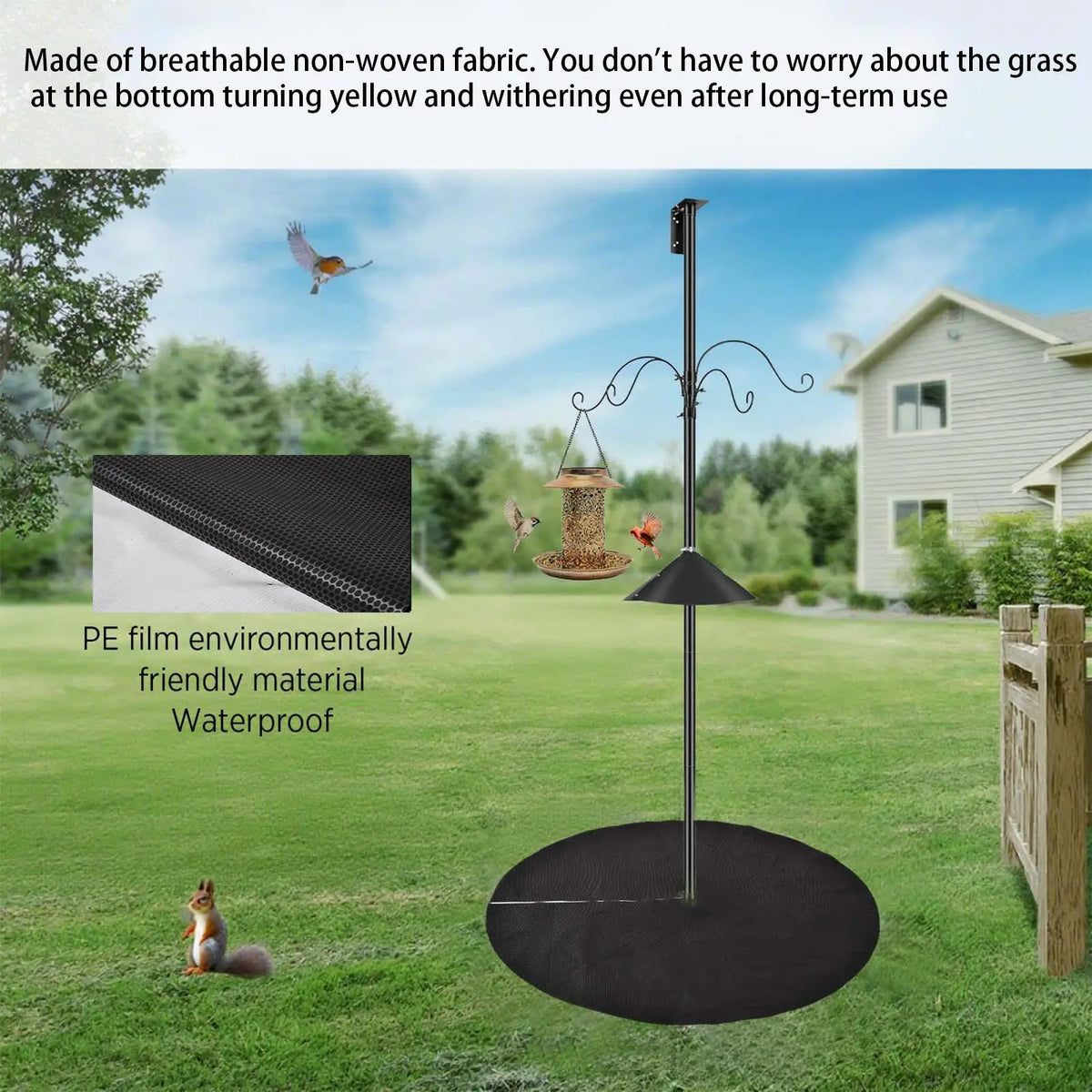 Under Bird Feeder Mat 2-Pack – 47" Water-Permeable Lawn Catcher Bird Feeder Mat Axl