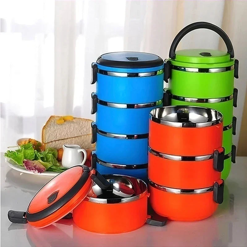 Multi-Layer Stainless Steel Insulated Bento Lunch Box – Leakproof Insulated Lunch Box Axl 1 random color