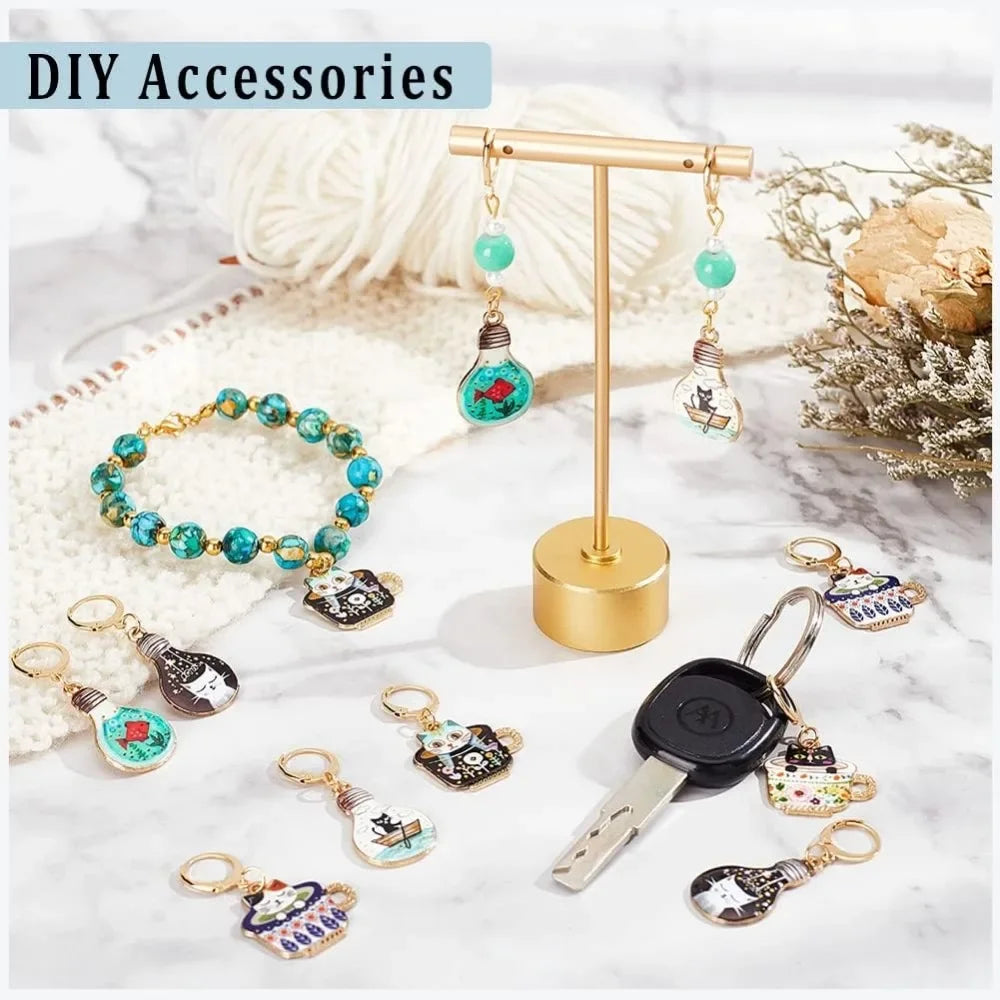 12 Pcs Cat Crochet Stitch Markers – 6 Colors Enamel Locking Charms Crochet Stitch Markers Axl