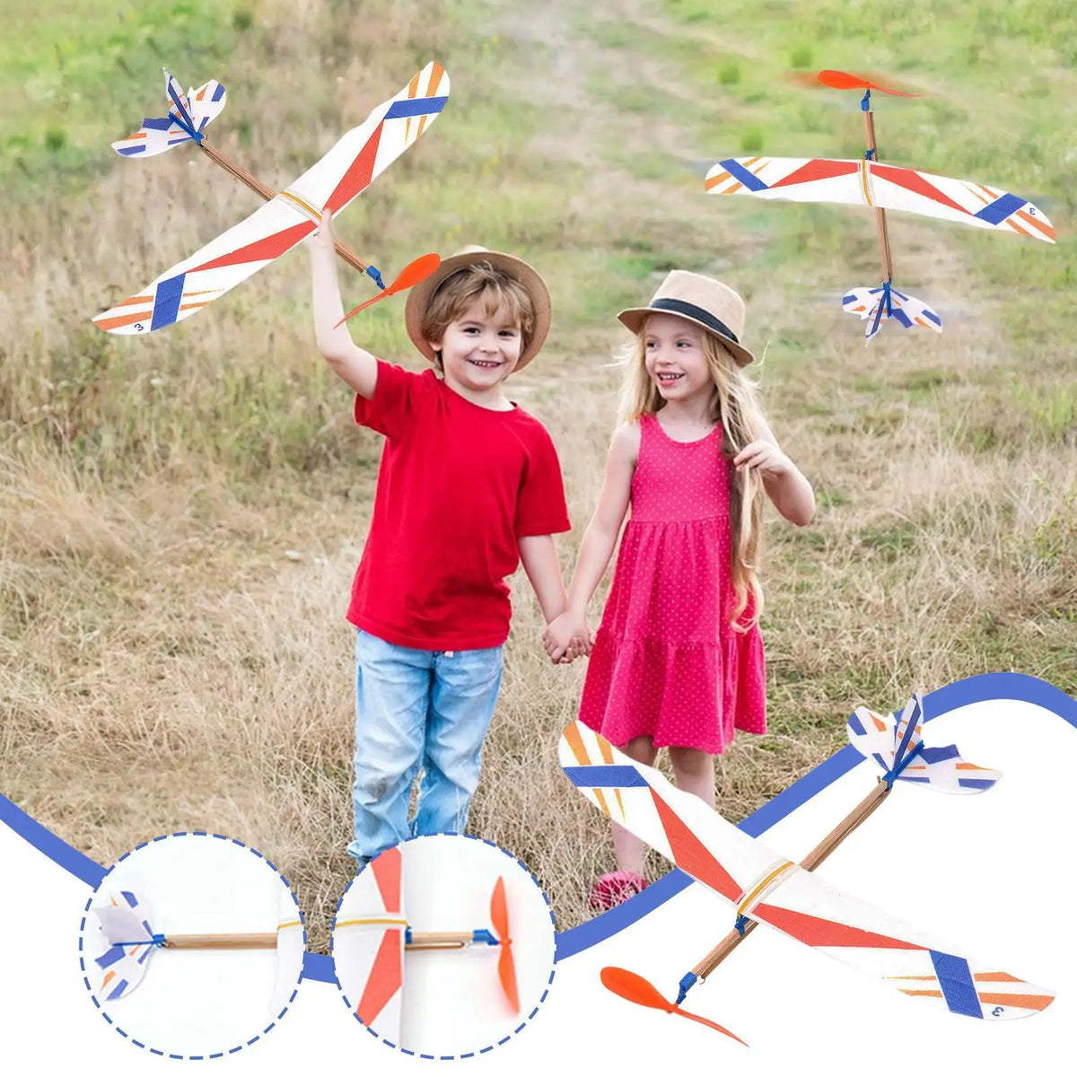 Rubber Band Powered Glider Airplane Toy – Kids Flying Plane Flying Glider Toy Axl