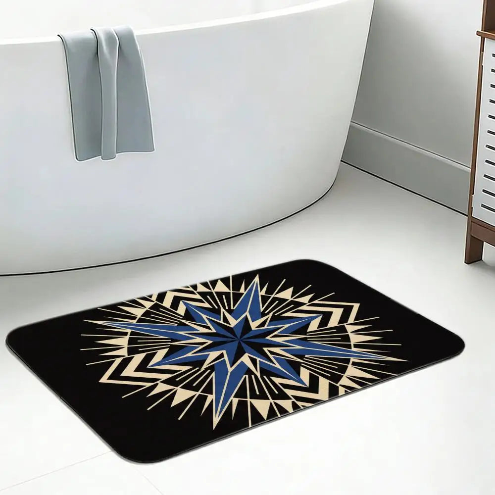 Mid Century Starburst Diatomite Bath Mat – Quick Dry Non-Slip Diatomite Bath Mat Axl