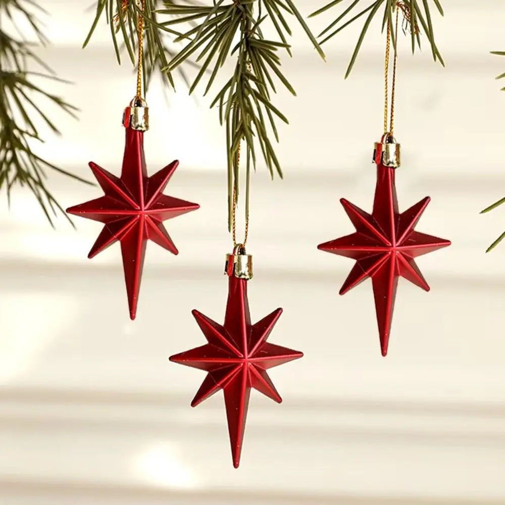 12-Pack Glitter Star Christmas Ornaments – Gold Silver Red Christmas Tree Ornaments Axl