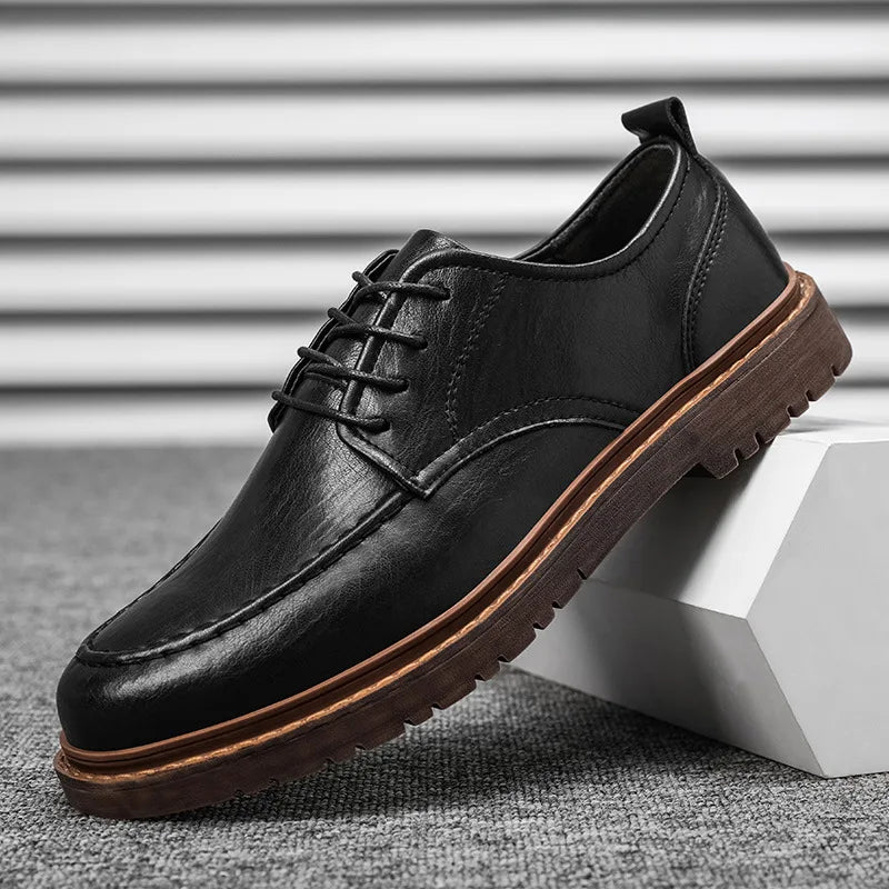 YBQJOO Men's Genuine Leather Oxford Shoes – Waterproof Lace-Up Men's Oxford Shoes Axl
