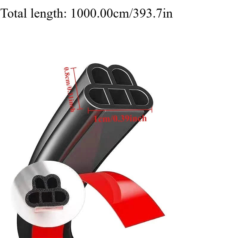 Self-Adhesive Car Door Soundproof Sealing Strip – D-Type Roll Car Sealing Strip Axl 1000cm-393.7in-1roll
