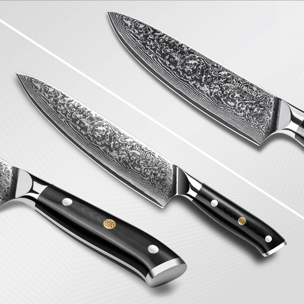 Sunnecko Damascus Kitchen Knife Set – 73-Layer VG10 Steel Damascus Knife Set Axl