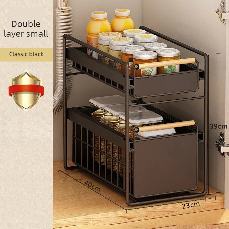 Multifunctional Kitchen Storage Rack – Large Capacity Organizer Kitchen Storage Rack Axl Black Small