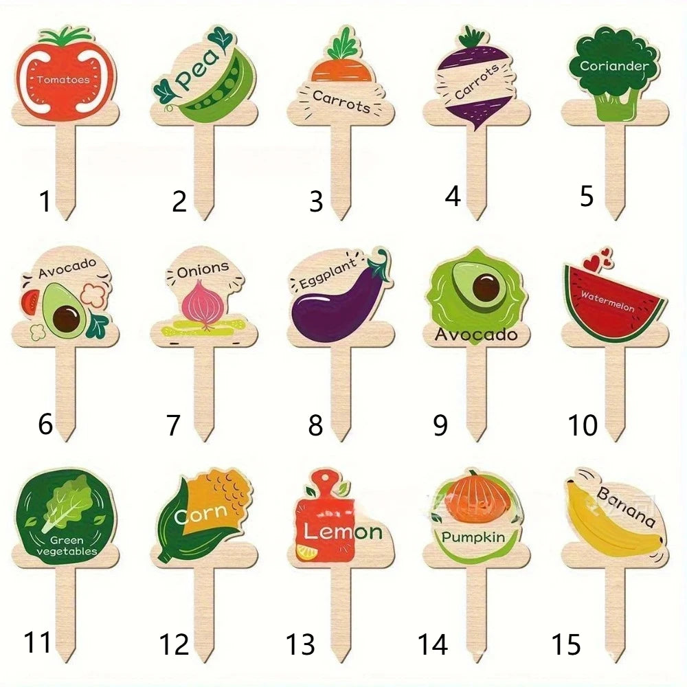 Wooden Vegetable Garden Signs – T-Shape Plant Labels Set Garden Plant Labels Axl Label Set B