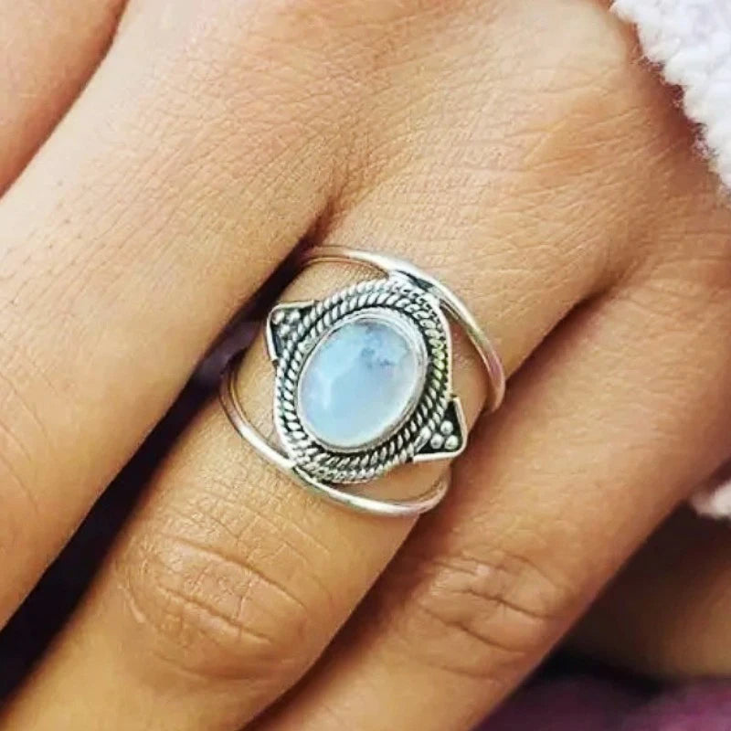 Huitan Bohemian Oval Imitation Opal Ring – Women's Wedding Band Fashion Ring Axl Q296 10