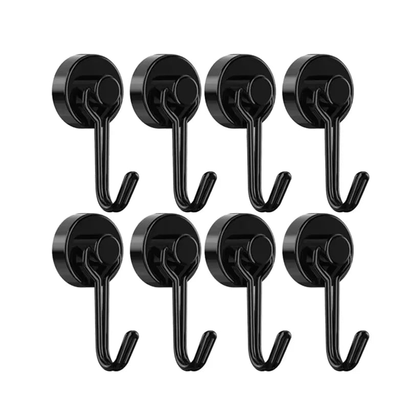 Neodymium Magnetic Hooks 5KG – 360° Swivel No-Drill, 4-Pack Magnetic Hooks Axl 8pcs black