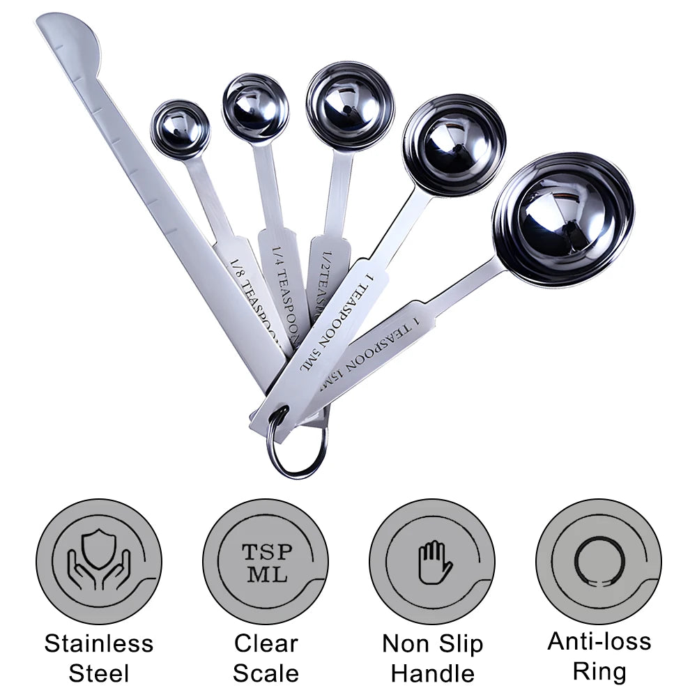 Stainless Steel Measuring Cups & Spoons Set | 1/4/6 PCS Measuring Cup Set Axl