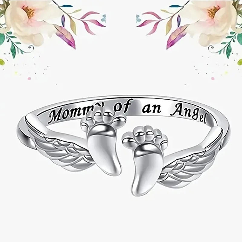 Huitan Baby Footprint Mom Ring – Brass Fashion Jewelry Gift Fashion Ring Axl