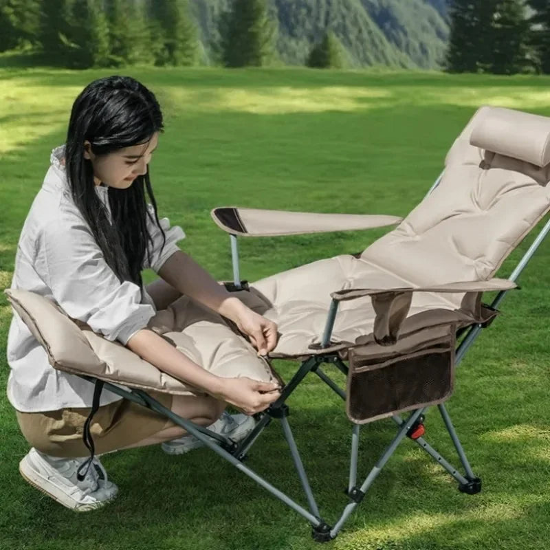 Adjustable Folding Camping Recliner – Cushioned Outdoor Chair Folding Camping Chair Axl