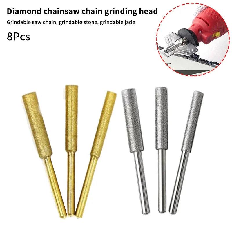 8-Piece Titanium Diamond Chainsaw Sharpener Bits 4/4.8/5.5mm Chainsaw Sharpener Bits Axl