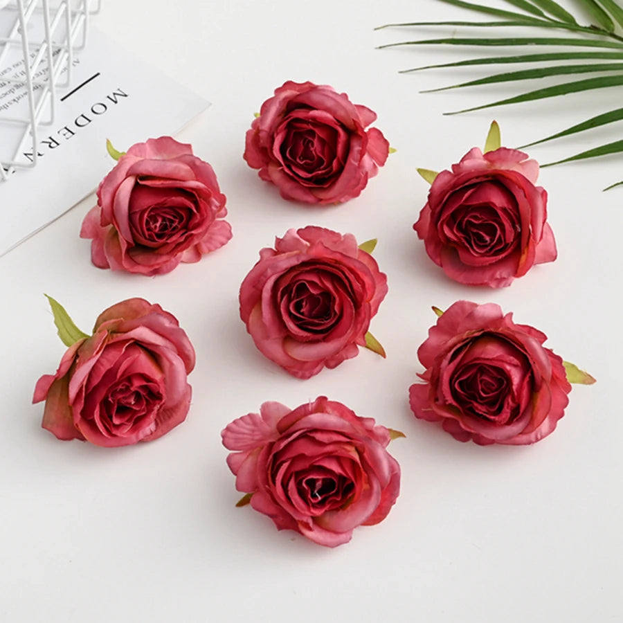 Silk Rose Flower Heads 10 Pcs – Wedding, Wreath & DIY Crafts Artificial Silk Flowers Axl Color 3 10 Pieces