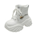Women's Platform Wedge Ankle Boots – 8CM Lace-Up Style Platform Ankle Boots Axl 35 808 White