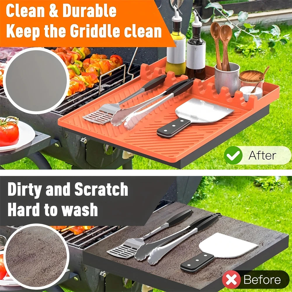 Silicone Grill Mat – Food Grade BBQ Drip Pad & Spatula Rest Silicone Grill Mat Axl